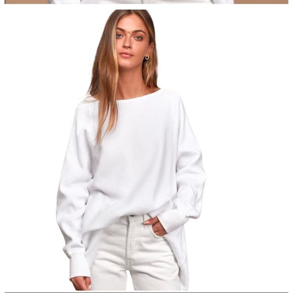 NWT We The Free | Free People Amelia Waffle Knit Oversized Top - Picture 7 of 8
